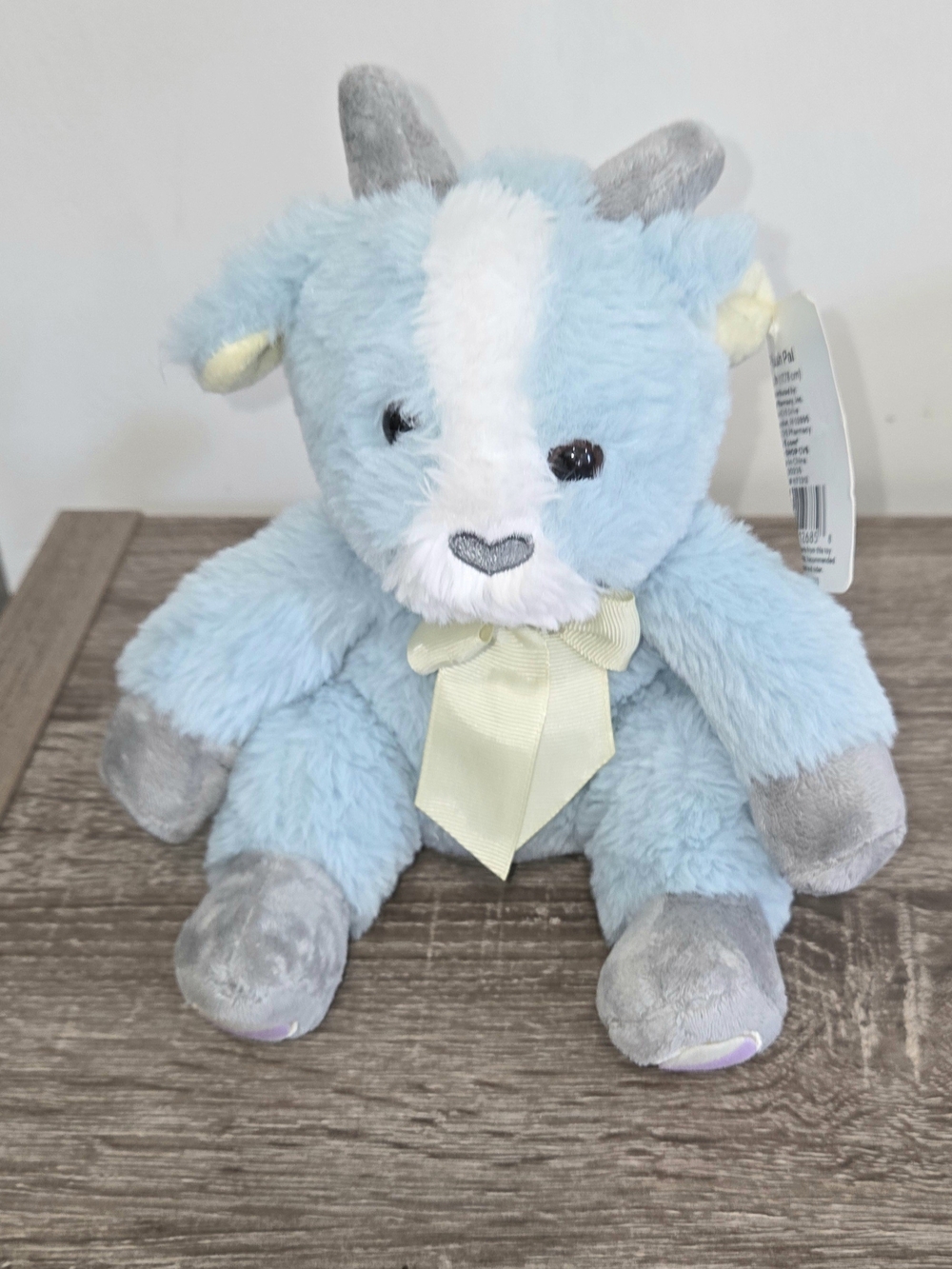 Animal Adventure Blue Goat Yellow Bow Plush Stuffed Animal Heart Nose 7" SEE DES